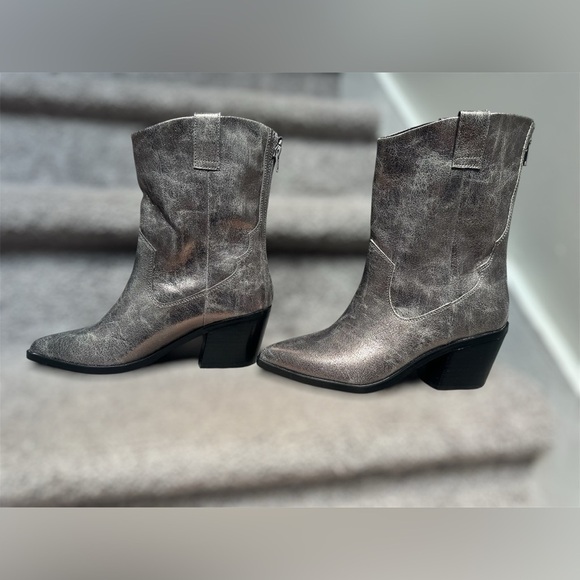 NEW Dolce Vita Imana Pointed Toe Mid-Calf Silver Cowboy Boots Women’s 6.5 - Picture 4 of 10